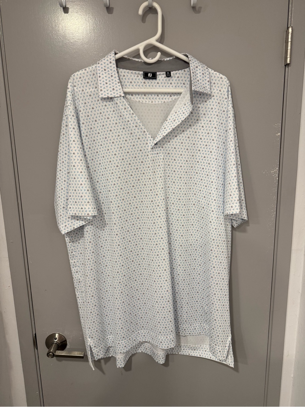 FootJoy Men’s Light Blue Micro-Pattern Golf Polo